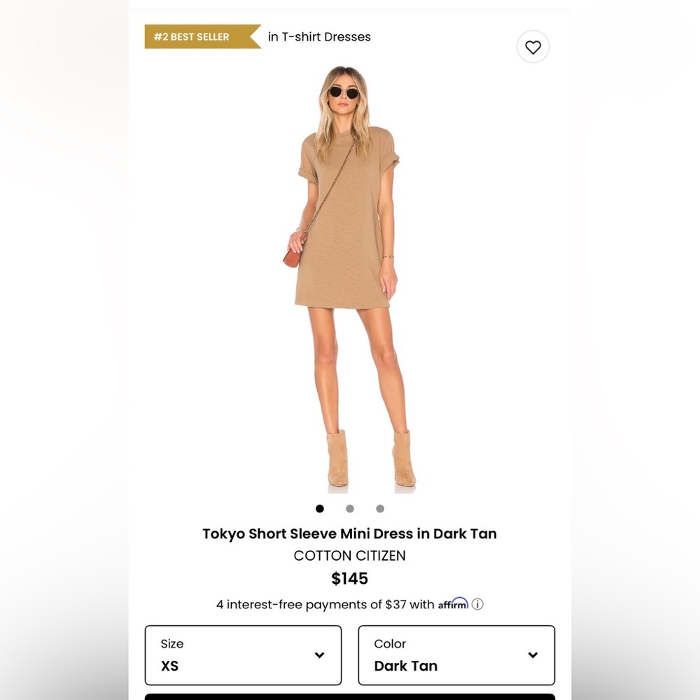 Cotton Citizen Tan Short Sleeve Mini Dress